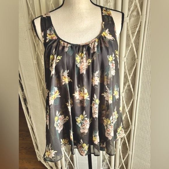 Kimchi Blue Top Tank Grey with Pink Cream Floral Overlay Urban Outfitters Medium - Picture 3 of 16